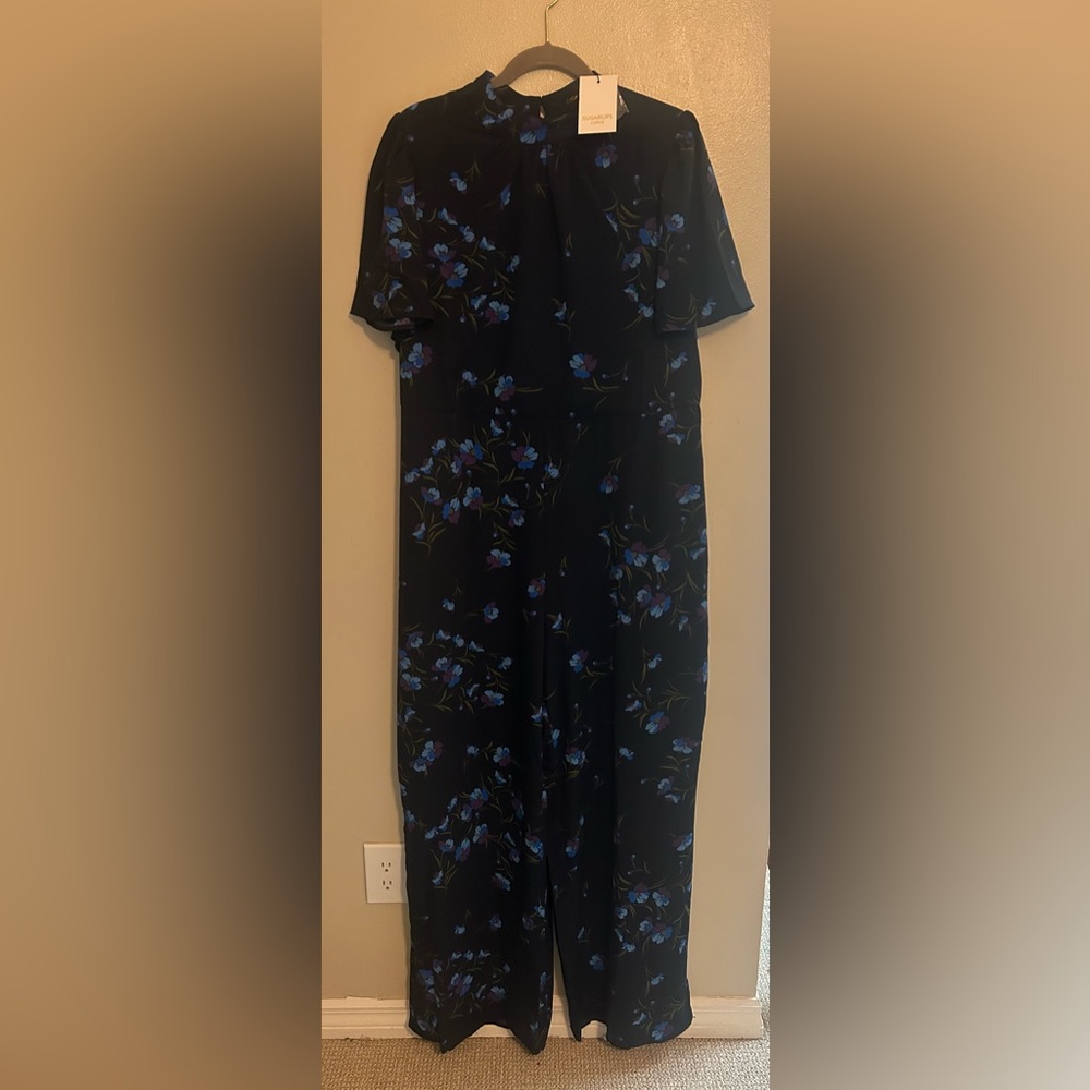 Sugar Lips Blue Floral Jumpsuit Size 1X